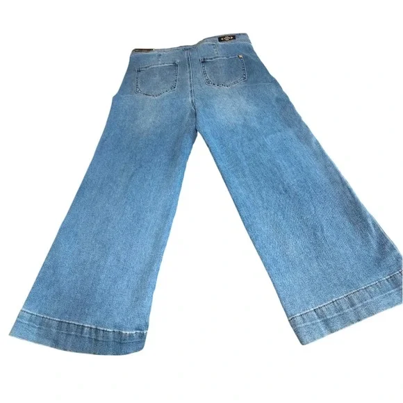 Nanette Lepore Jolie Super High Rise Wide Leg Jeans Med Wash Blue Petite 10P NEW - Picture 7 of 7